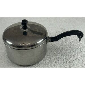 Vtg Farberware Alum Clad Stainless Steel 2 Qt Saucepan Pot w/Lid USA **EUC**